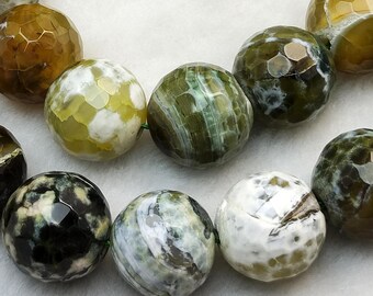 Faceted Dyed Agate Round Beads, 14 Inch Strand
