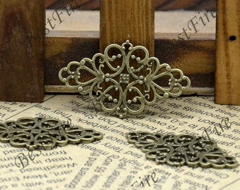 Bronze Tone Flower Filigree Jewelry Connector (25x41mm)