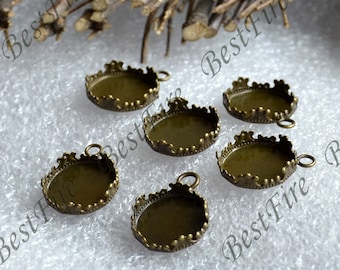 20 PCS Bronze tone crown Pad round Cabochon Base (Cabochon Size:15mm),Cabochon Base,distance piece beads,pendant findings