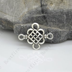 19x22MM Celtic Knot Connector Charms Antique silver Tone , Connecteur perles de suspension, Double sur Branch Connectors, trouvailles de bijoux