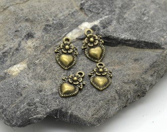 Pendentif Cœur En étain Plein - Environ 25g - 3x3 Cm Avec Piques - Signé ? - Occasion Avec Lacet