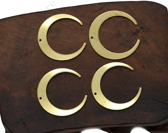 Raw Brass Crescent Moon Connector, Earring Findings, DIY Jewelry
