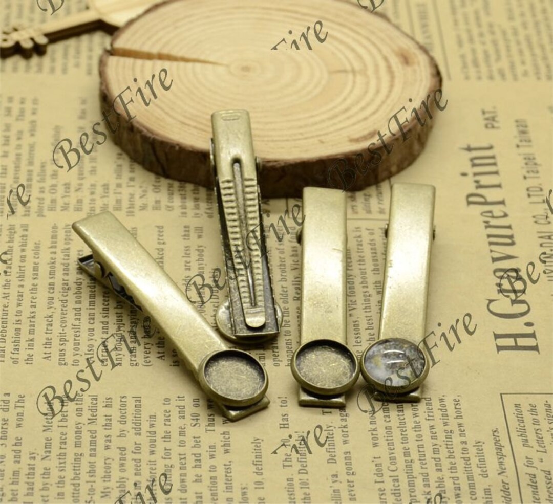 6pcs of Antique Brass Hair Clips With Round Cabochon Basefit Etsy