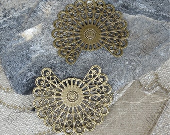 Bronze tone Brass flower Filigree Jewelry Connectors Setting,Connector Findings,Filigree Findings,Flower Filigree