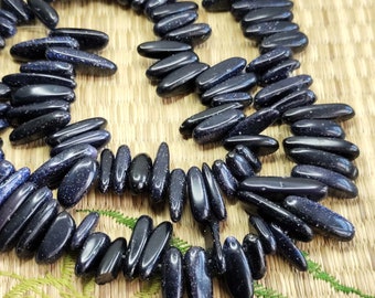 Blue Goldstone Bead Strand, Gemstone Beads, 15 inch