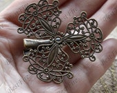 6 pcs of Big New style Antique Bronze flower bobby pins,filigree flower bobby pins,findings