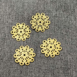 Raw Brass Flower Filigree Charms - Raw Brass flower Earring Components, flower Charm Filigree Findings,Earring Findings - Jewelry Supplies