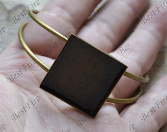 Bronze Tone Adjustable bracelet Base,square blank pad fit cabochon size 25mm,bangle findings,bracelet findings