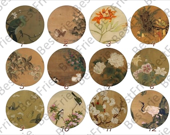 Floral Round Glass Cabochons, Jewelry Making (10mm-30mm)