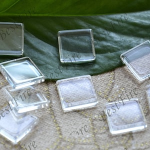 20pcs 16mm Square Flat Clear Glass Cabochons,transparent Glass Cabochons, jewelry Cabochons finding beads
