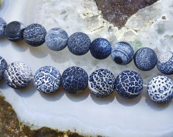 Black Round Dragon vein agate stone strand,matte Agate loose Gemstone Beads,Healing,for making,full one strands