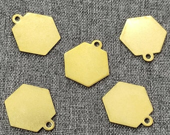 真鍮製六角形チャームコネクター（イヤリング金具）10個入り（18.97×18.25mm）