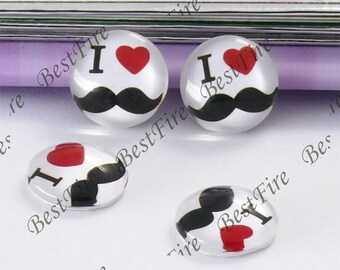 Mustache Round Glass Cabochons, Jewelry Making, 10-30mm
