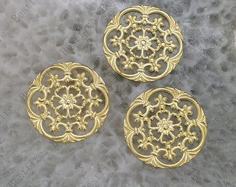 23mm Raw Brass Filigree Earring Components,Raw Brass leaf Charms ,Filigree Findings,Flower Filigree,Earring Connector,filigree stamping