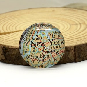 Cabujones de vidrio redondos de 10 mm, 12 mm, 14 mm, 16 mm, 18 mm, 20 mm, 25 mm, 30 mm Mapa de Nueva York, cabujones de joyería para encontrar cuentas, cabujones de vidrio, cabujones de mapa