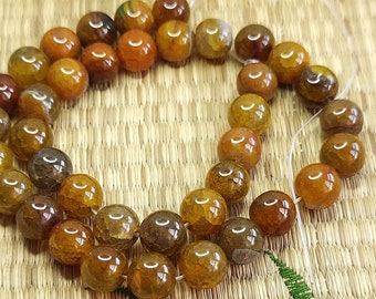 Brown Dragon Vein Agate Beads, 10mm Round, Full Strand