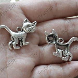 Katzen Charms Silber Ton, Anhänger Verbinder Charms,Katzen Ohrring Komponenten,Anhänger Finden