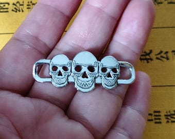 Conectores de calaveras en tono plateado, suministros para la fabricación de joyas (20 unidades)