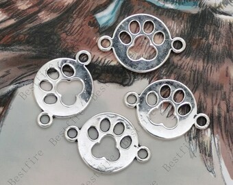 Silver tone Dog's claw charms Connector findings,dog paw charms metal finding,two holes Charms,Connectors findings beads findings