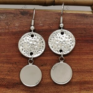 New style Platinum tone Earwires Hook With 12mm,14mm,16mm,18mm,20mm Round Cabochon Pad, earring bezel,Earrings hook,Bezel earring Settings