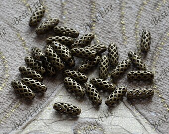 Bronze Tone Brass Cylinder Spacer Beads, Jewelry Findings (4x10mm)