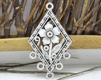 10 pcs New style silver Tone flower Connector pendant, charm Metal Earring Components ,earring Pendant charm，Dangle Charm