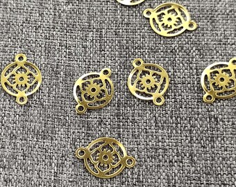Colgantes de latón en bruto con forma de flor - Componentes para pendientes, 8 mm