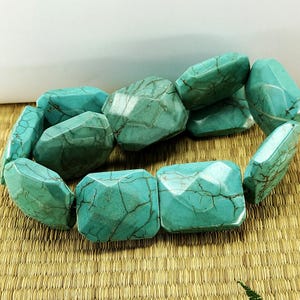 Faceted Turquoise Howlite rectangle Nugget freeform Gemstone pendant,Free Nugget Turquoise Howlite Beads,Howlite Beads Loose Strand