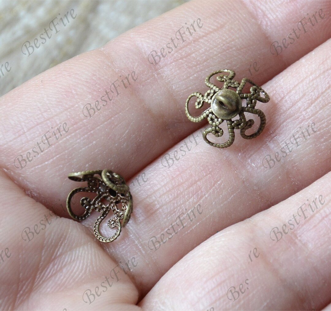 12pcs Bronze Tone Brass Charm Pendant Cap Findings,simple Bead Cap With