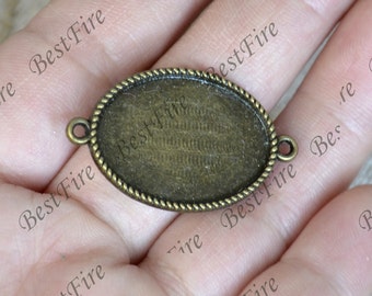 Bronze Tone Oval Cabochon Pendant Tray (18x25mm)