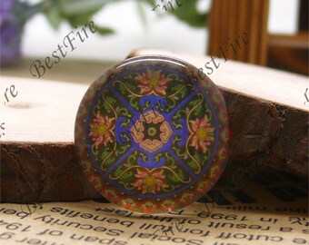 China Flower Round Glass Cabochons, Jewelry Making Beads (10mm-30mm)