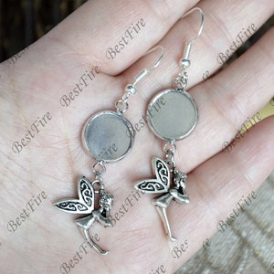 6pcs new style Silver Tone Earwires Hook With Round Cabochon Pad, Fairy Beautiful Detail, Earrings hook,earring finding base