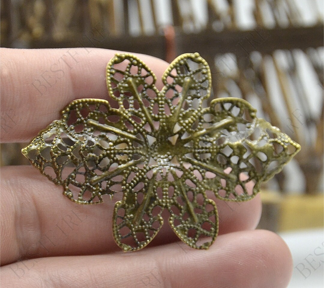 6 Connettori Filigrana Oro Per Gioielli Fai Da Te, Misure 21x17,9x1,2 Mm, Foro 2,1 Mm - 3