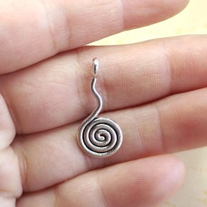11 x 24 MM Silver tone Charms spiral Pendant,Spiral Charm, Swirl Charms for Bracelet, Double Sided Metal Pendant Charms Findings pendant