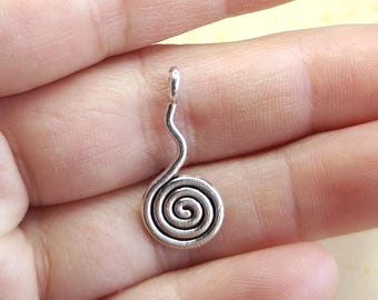 11 x 24 MM Silver tone Charms spiral Pendant,Spiral Charm, Swirl Charms for Bracelet, Double Sided Metal Pendant Charms Findings pendant