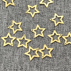 Kleine Roh Messing fünfzackigen Stern Anhänger Charms - fünfzackigen Stern Ohrring-Verbinder, Ohrring Zubehör - Schmuck Zubehör