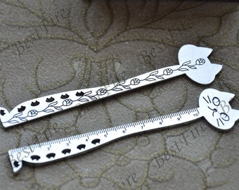 Silver tone cat ruler metal Bookmark , Silver Tone metal ruler Bookmark