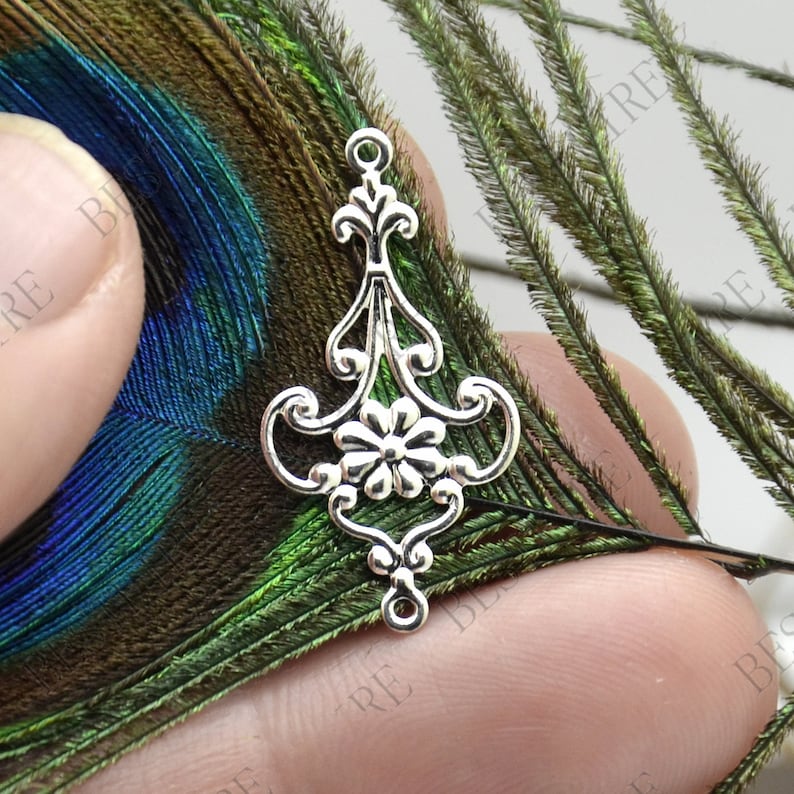 1528mm Silver Tone Flower Filigree Jewelry Connectors Etsy