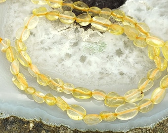 6-8MM Natural Citrine Yellow Gemstone Pebble Nugget Loose Beads