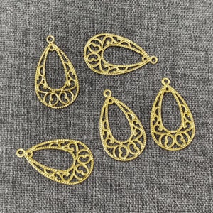 Raw Brass Filigree Earring Components, Filigree Findings,Flower Filigree,Earring Findings - Jewelry Supplies