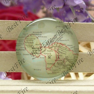 10 mm, 12 mm, 14 mm, 16 mm, 18 mm, 20 mm, 25 mm Cabochones de vidrio redondos Maui Mapa, joyas Cabochones que encuentran cuentas, Cabujones de vidrio, Cartones