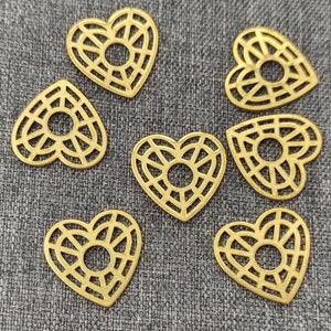 Raw Brass heart Pendant Charms - heart  Earring connectors charm Findings,Earring Findings - Jewelry Supplies