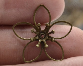 24mm Bronze Tone flower Filigree Jewelry Connectors Setting,Connector Findings,Filigree Findings,Flower Filigree