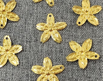 Raw Brass Flower Pendant Charms, DIY Jewelry Supplies (14.5 mm)