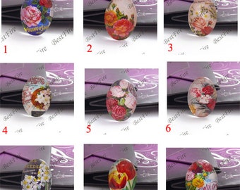 10x14mm,13x18mm,18x25mm,20x30mm,30x40mm,Oval flower photo Glass Cabochons ,jewelry Cabochons finding beads,Photo Glass Cabochons,cabochons
