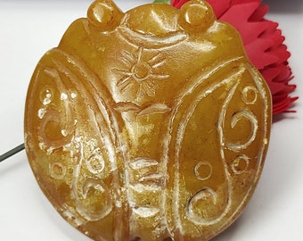 Carved 3D cicada Jade Pendant,Carved Cicada "一鸣惊人 " jade pendant