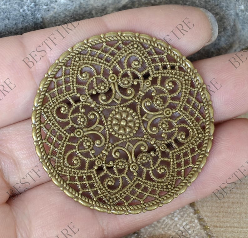 41mm Antique Brass flower Filigree Jewelry Connectors Etsy