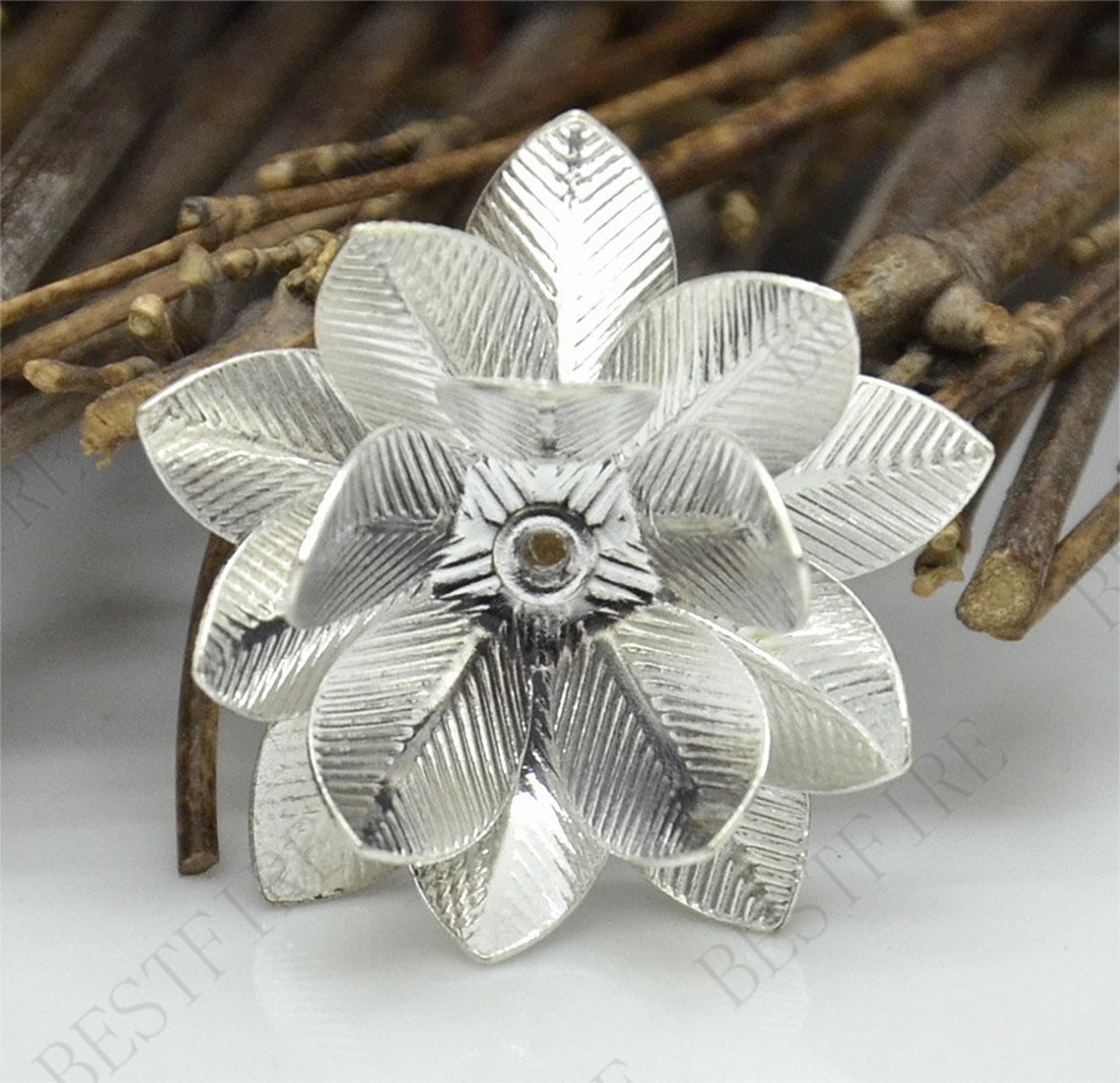26mm Silver Tone Flower Filigree Jewelry Connectors Etsy