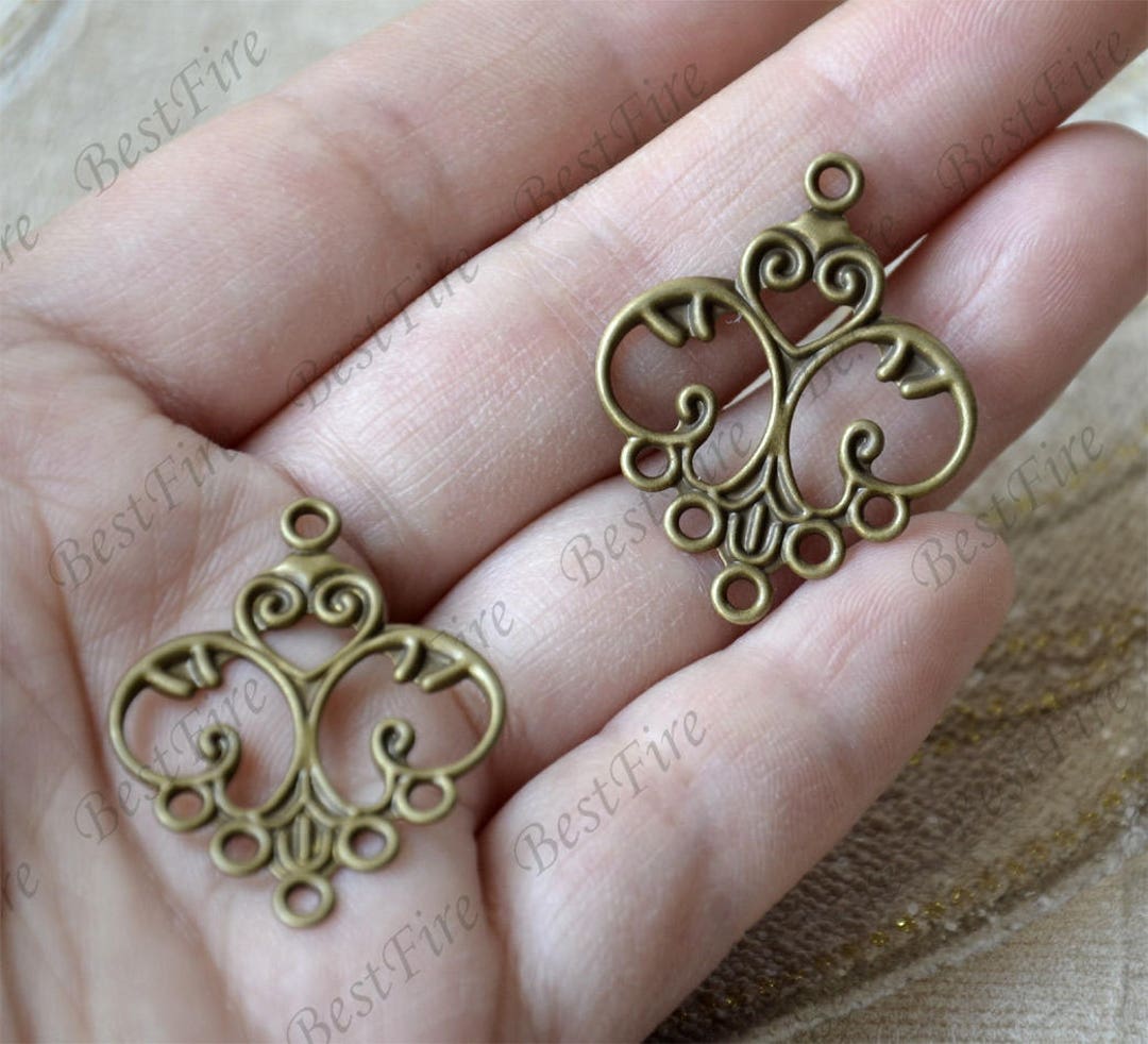 Bronze Tone Brass Filigree Jewelry Connectors Etsy