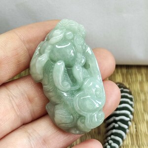 Carved Brave troops A Natural jadeite Pendant , Carved Pixiu Jadeite pendant，Carved Brave troops Jadeite pendant